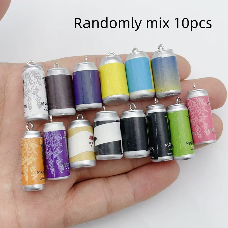 Resin Art Keychain - 10 Stück Mini-Simulations-Getränkedosen-Harzanhänger, bunte Nachbildungen von