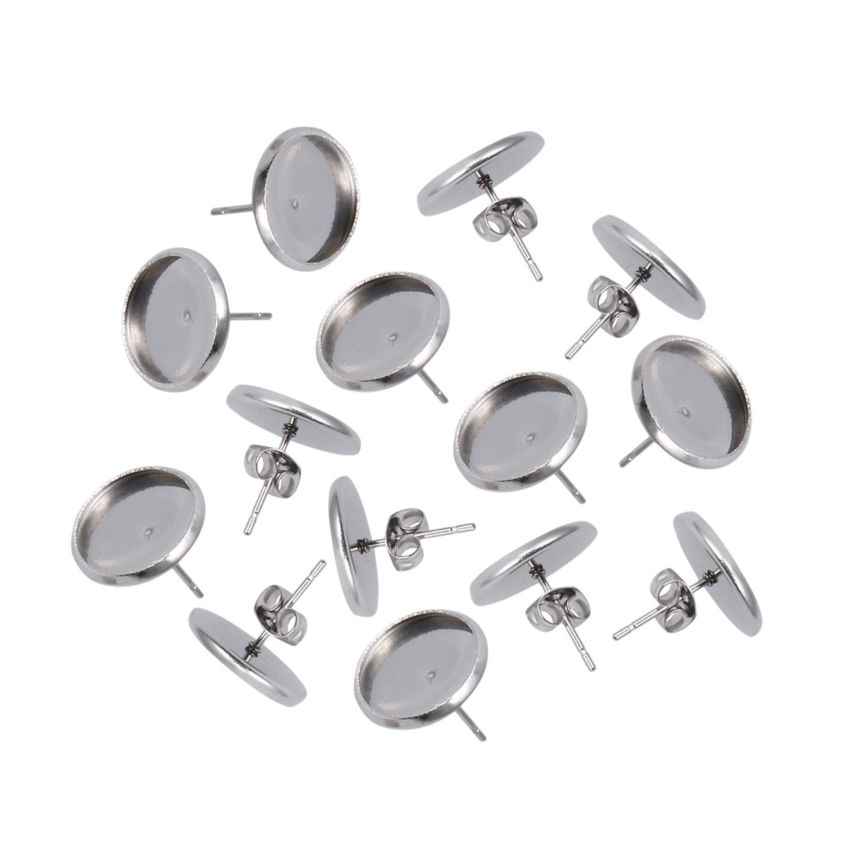 Bezels Pendant Resin - 80 Stück Edelstahl-Ohrring-Fassungen, runde Anhänger-Basen für