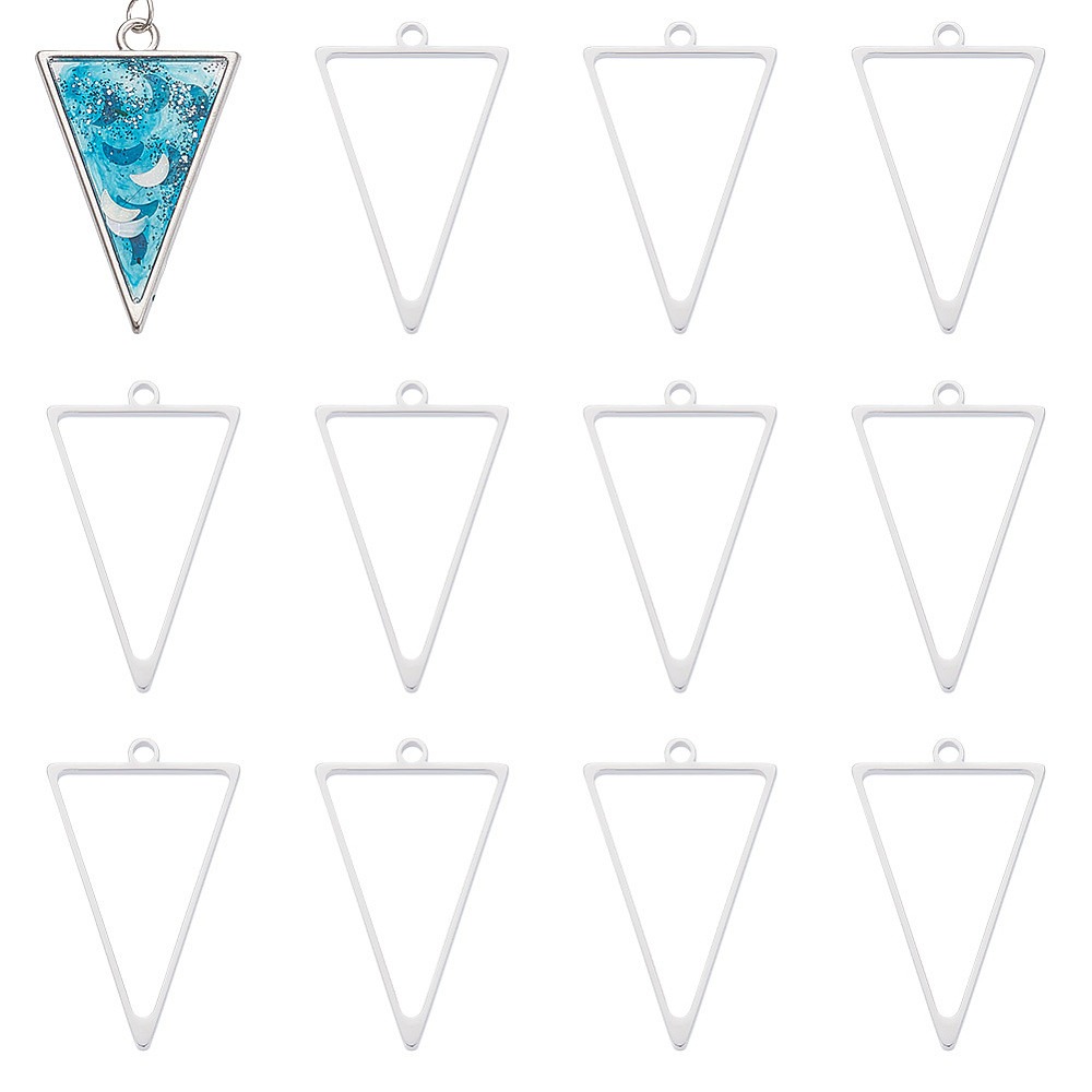 Bezels Pendant Resin - 16 Stück Edelstahl Dreieck-Anhänger mit offener