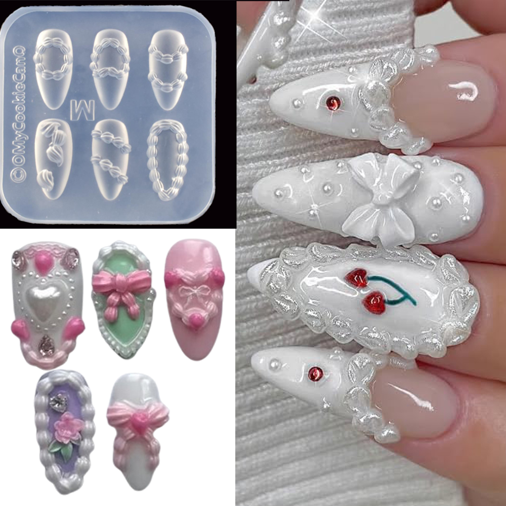 Resin Art Template - 1pc 3D Französisch Creme Nail art