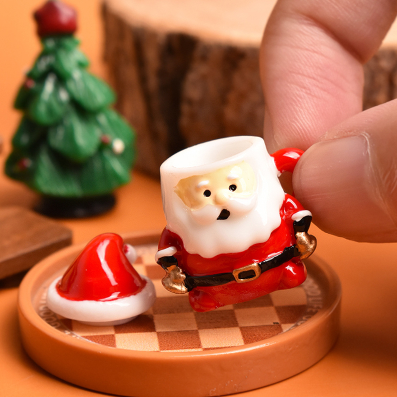 Resin Art Supplies - Mini-Weihnachtsmann-Teetasse-Ornament – Puppenhaus-Dekoration aus Kunstharz für