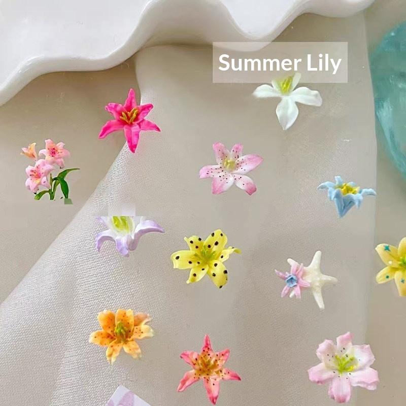 Resin Art Template - 3D-Silikon-Blumen-Nagelkunst-Gussform, Harz-Lilien-Blumen-Seestern-Dekoration für DIY-Nagelkunst, Transparente Vorlage