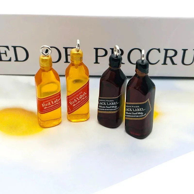 Resin Art Keychain - 10 Stück kleine Weinbar-Flaschen-Harzanhänger, DIY-Ohrring-Zubehör, Mini-Anhänger