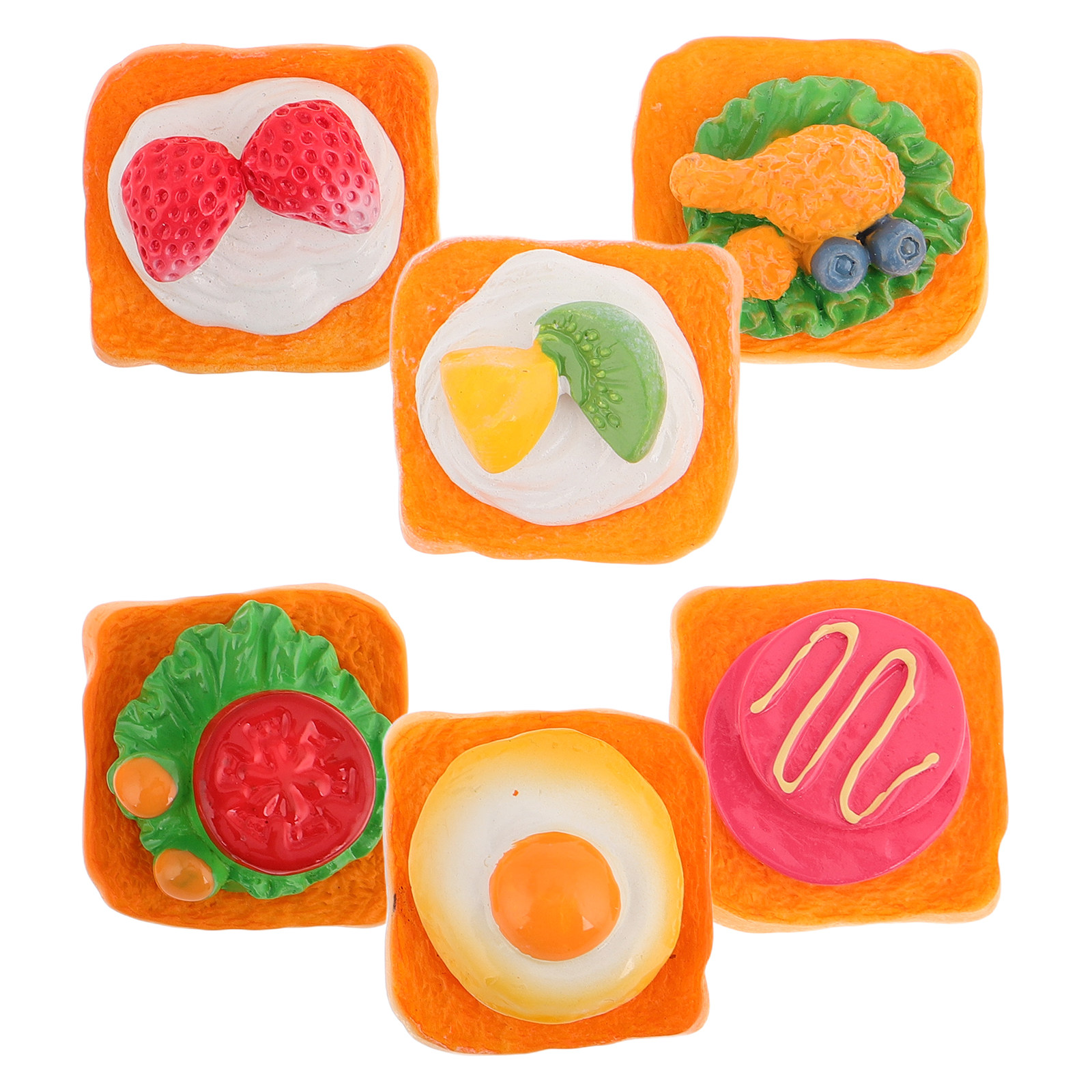 Resin Art Class - 6 Stück Mini-Sandwich-Frühstücksfiguren aus realistischem Harz,