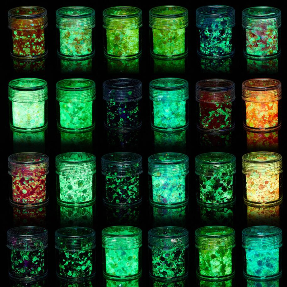 Glitter Powder Resin - 24 Farben leuchtende Pailletten, die im