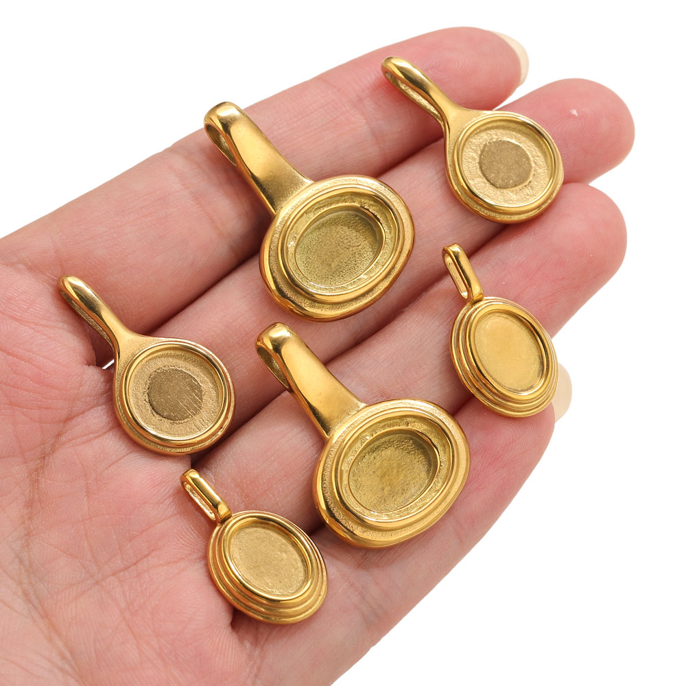5 Stück Edelstahl Runde ovale  – Bezels Pendant Resin Bewertung und Preis