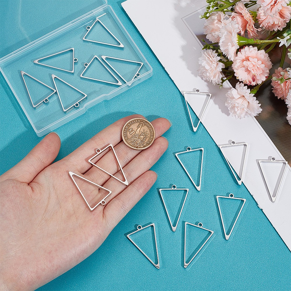 16 Stück Edelstahl Dreieck-Anh – Bezels Pendant Resin Bewertung und Preis