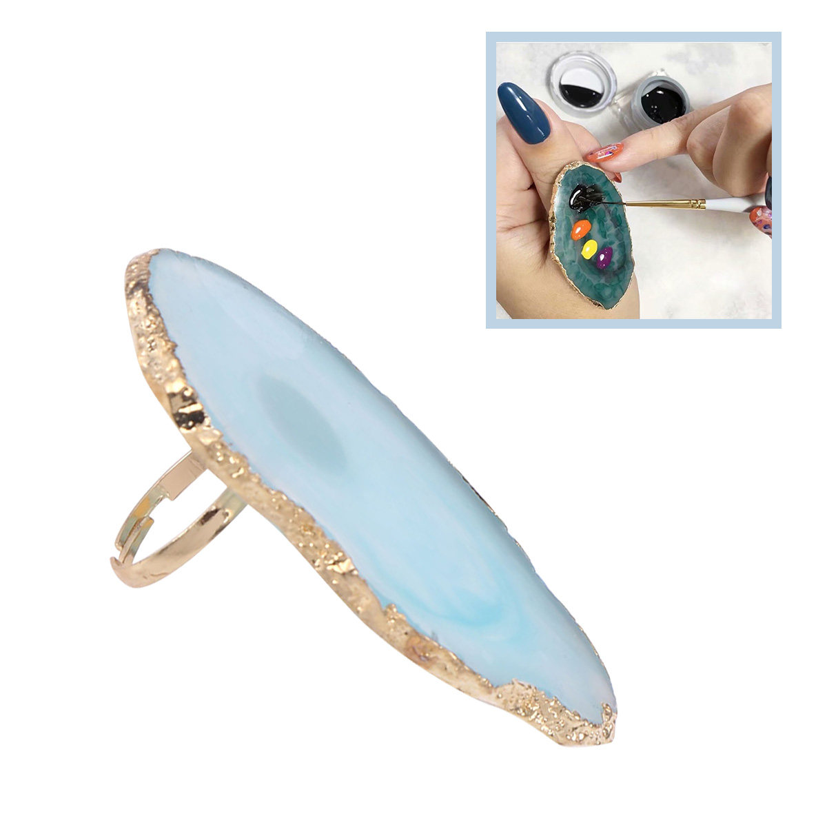 Leichte Nagelkunst-Ringpalette – Resin Art Ring Design Bewertung und Preis