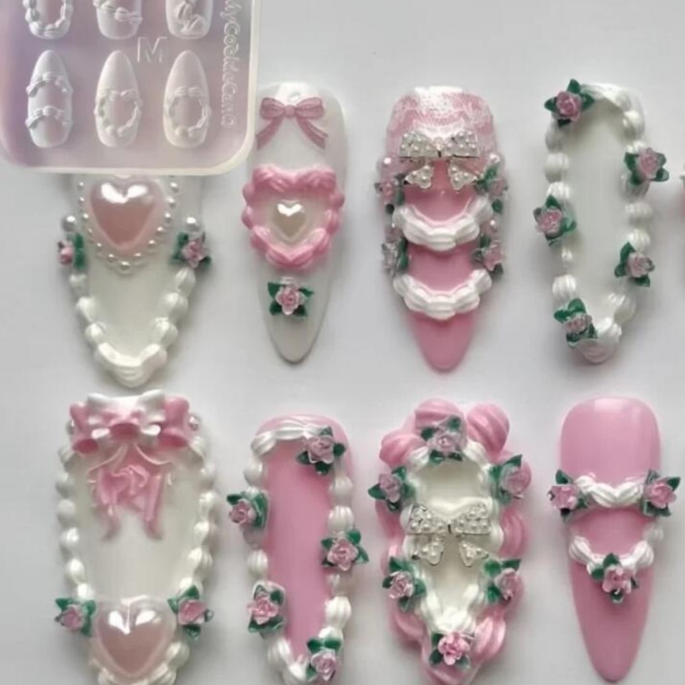 1pc 3D Französisch Creme Nail  – Resin Art Template Bewertung und Preis