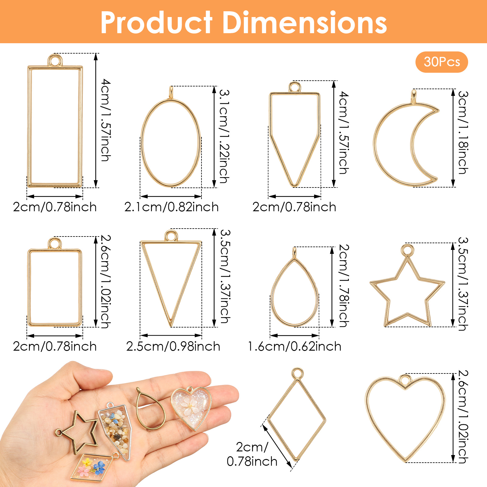 30 Stück Hohle Rahmen-Anhänger – Bezels Pendant Resin Bewertung und Preis